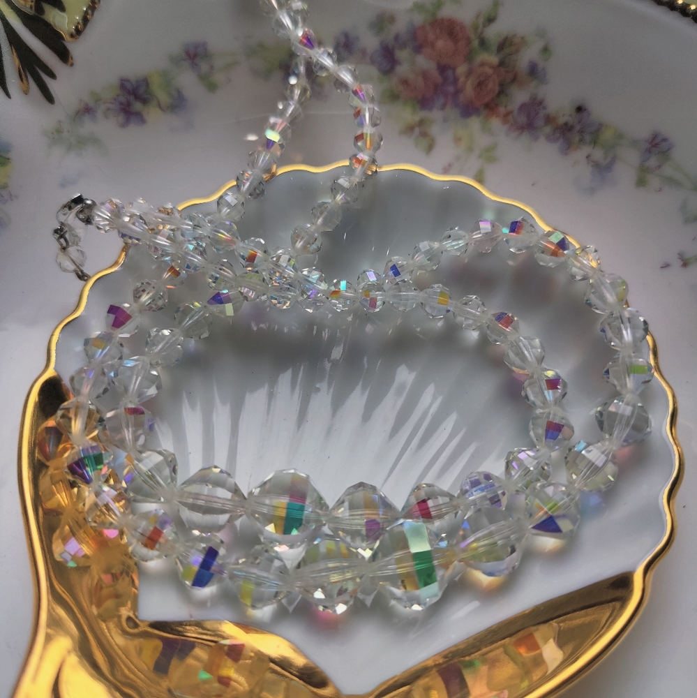 Vintage 2 Strand Arura Crystal necklace.